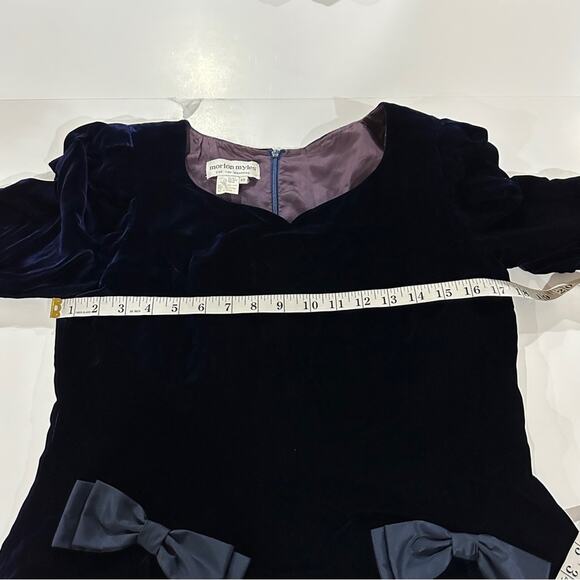 Morton Myles For The Warrens Navy Blue Velvet Long Sleeve Dress Size 10 - Picture 6 of 7